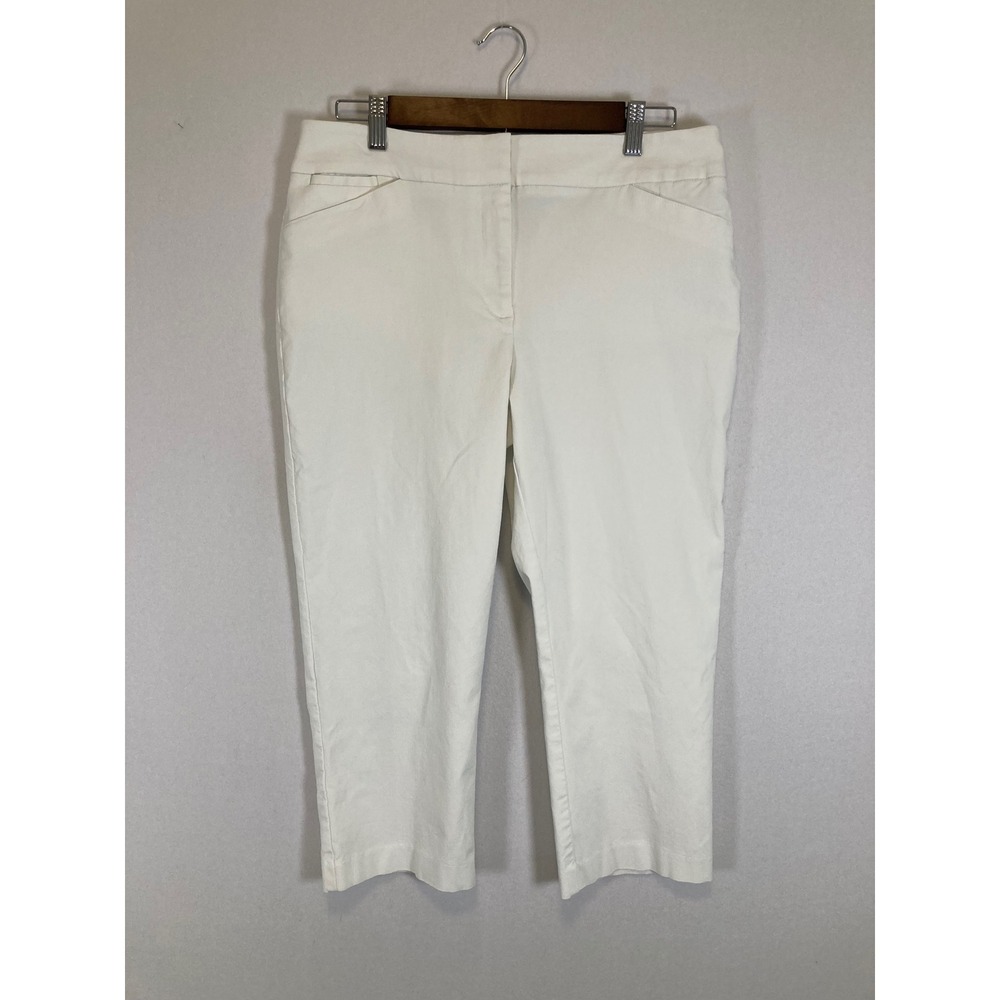 Coastal Chic ATTYRE New York Women 12 White Cropped Stretch Career Pants 124J389